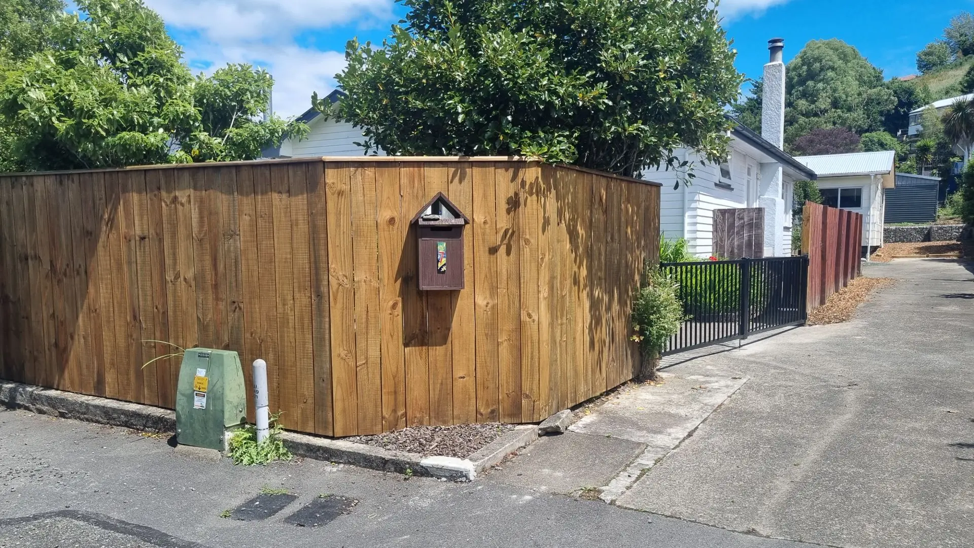 Paling Fence with Inset Letterbox